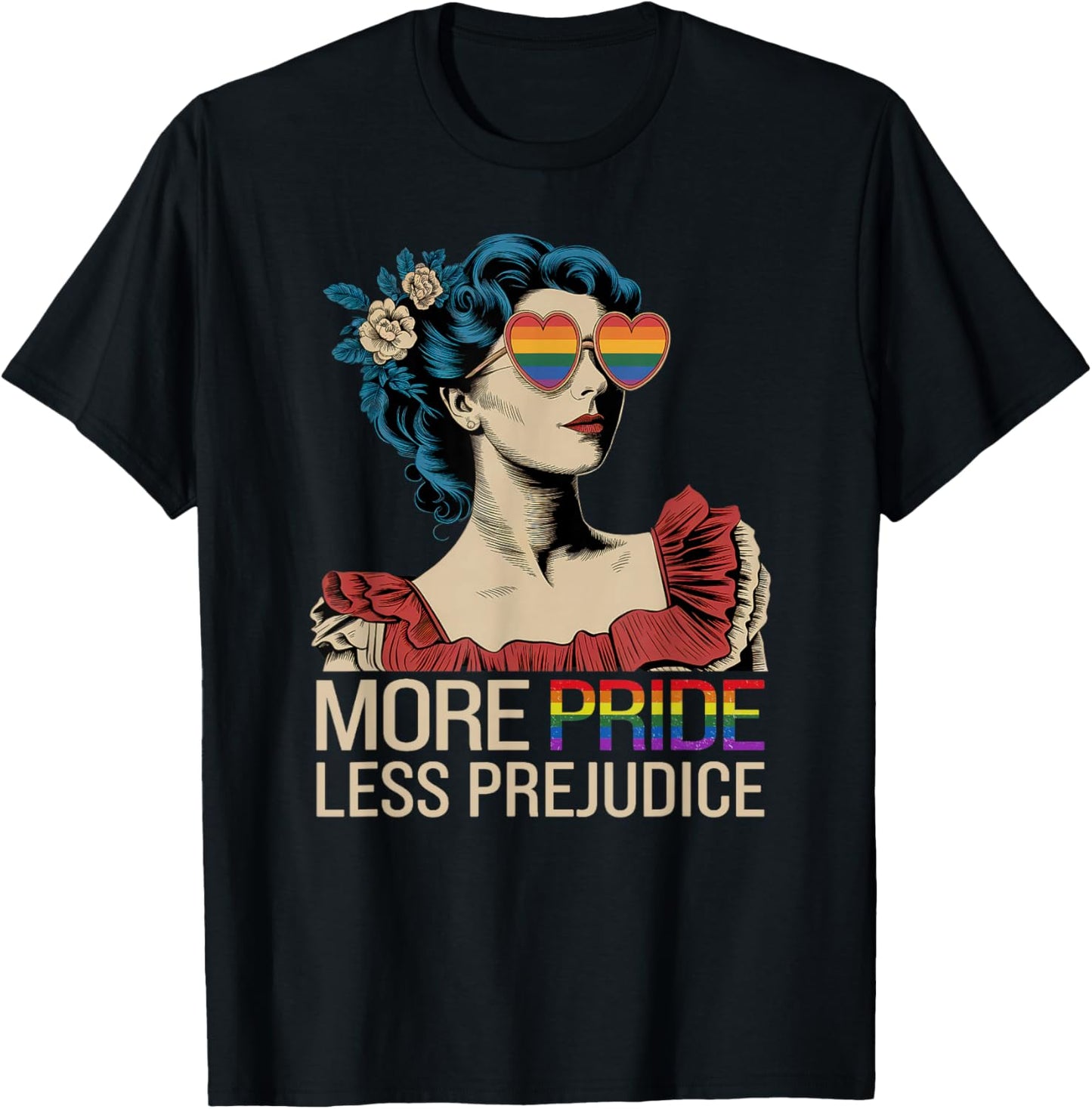 More Pride Less Prejudice Pride Month LGBTQ T-Shirt - T-Shirt | Black
