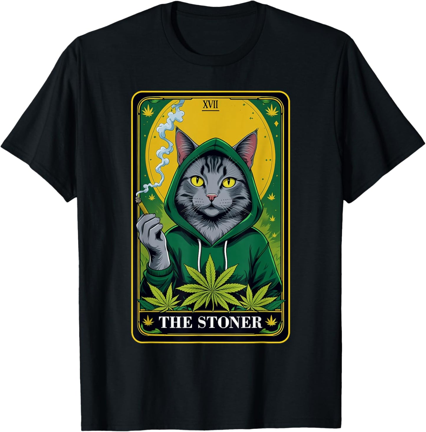 The Stoner Tarot Card Cannabis 420 Gift Cats And Weed T-Shirt - T-Shirt | Black