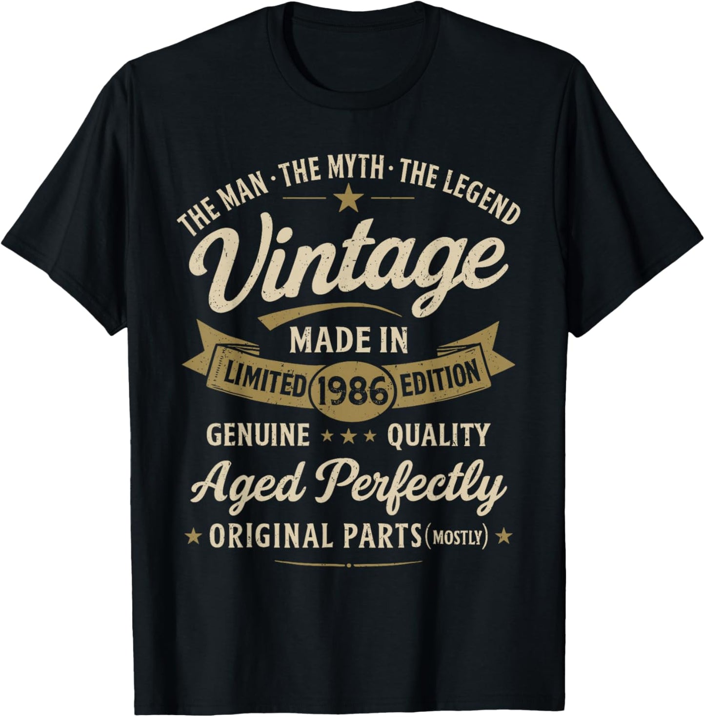 40th Birthday Gift Vintage 1986 Men Funny 40 Years Old 1986 T-Shirt - T-Shirt | Black