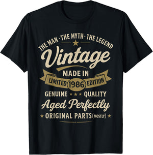 40th Birthday Gift Vintage 1986 Men Funny 40 Years Old 1986 T-Shirt - T-Shirt | Black