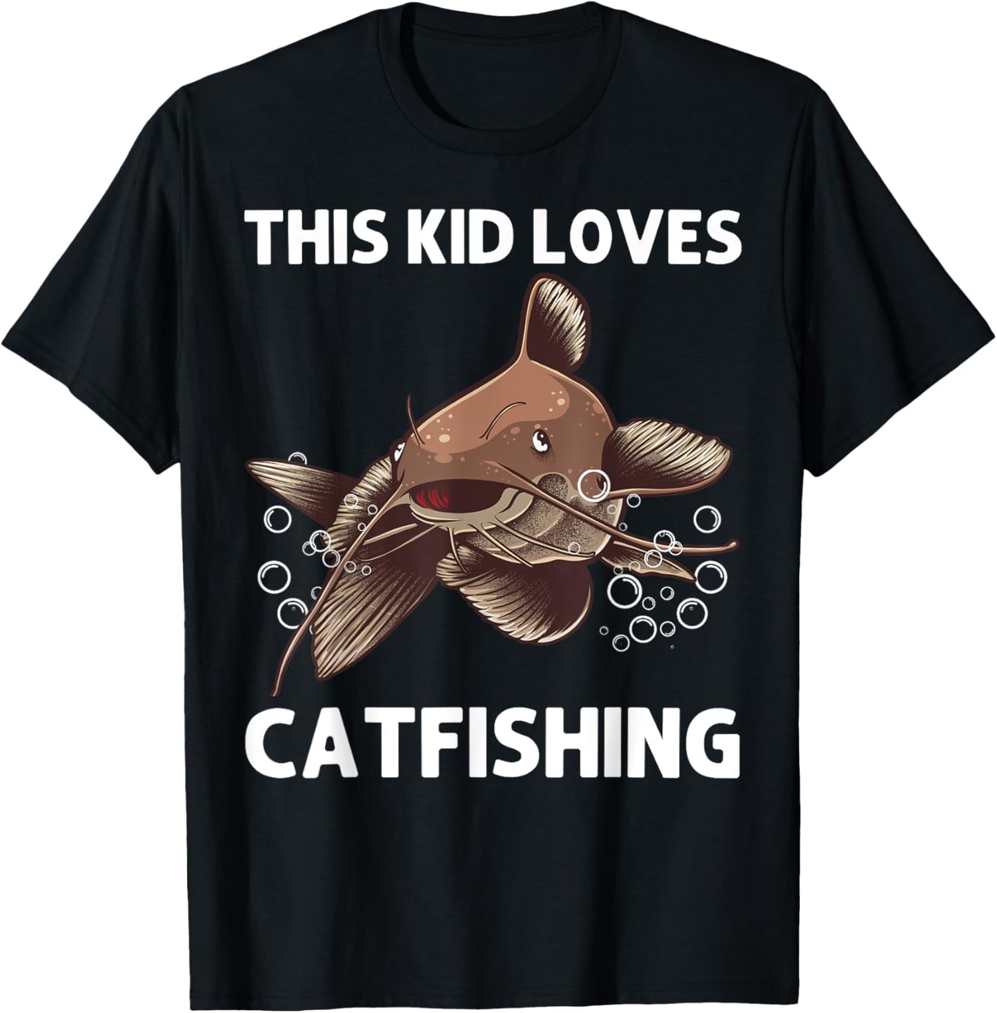 Cool Catfishing Design For Kids Boys Catfish Fish Catfishing T-Shirt - T-Shirt | Black