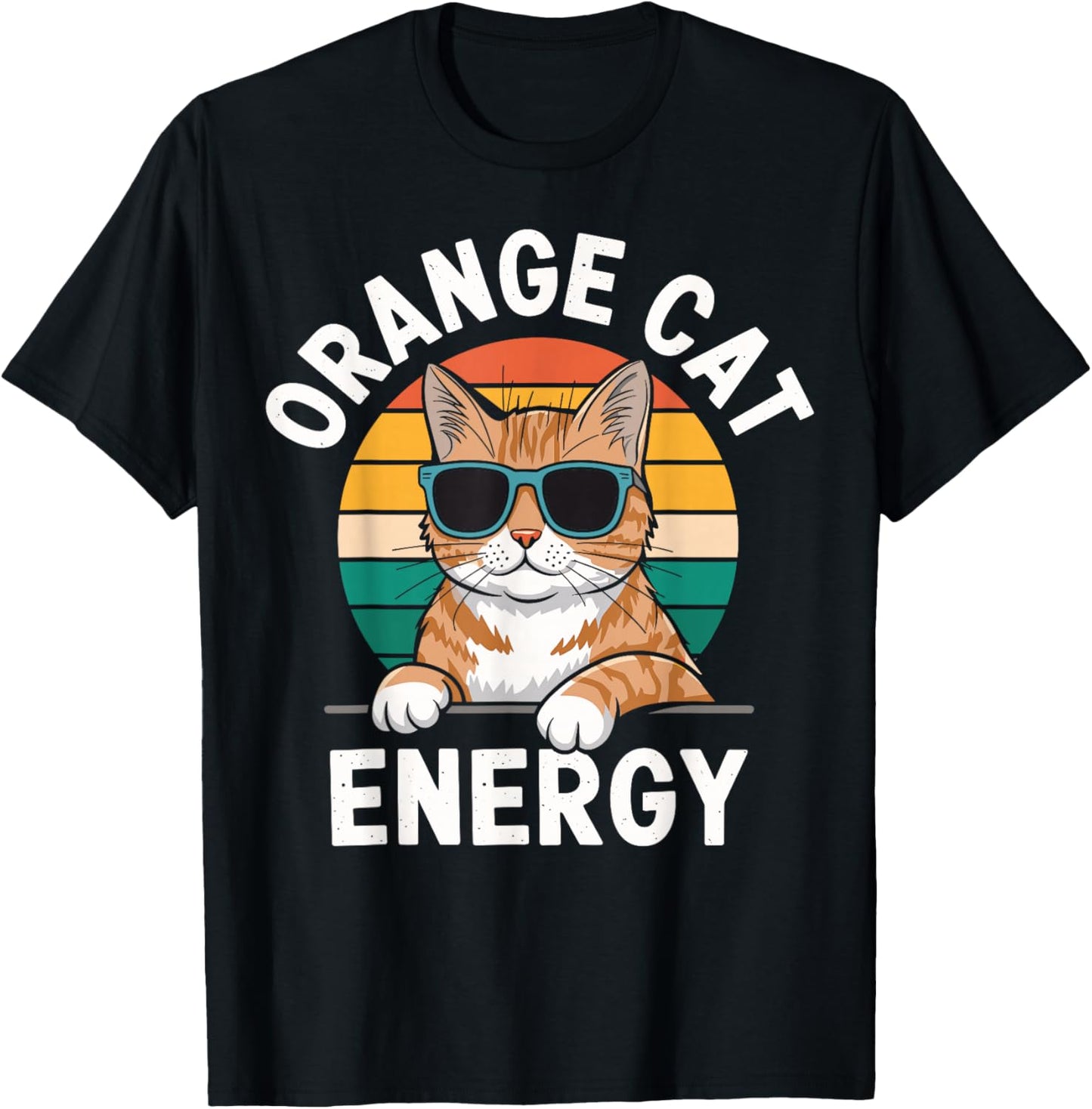 Orange Cat Energy Tabby Cat T-Shirt - T-Shirt | Black