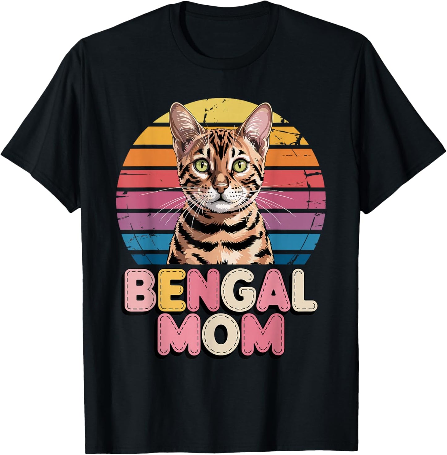 Retro Bengal Mom T-Shirt - T-Shirt | Black