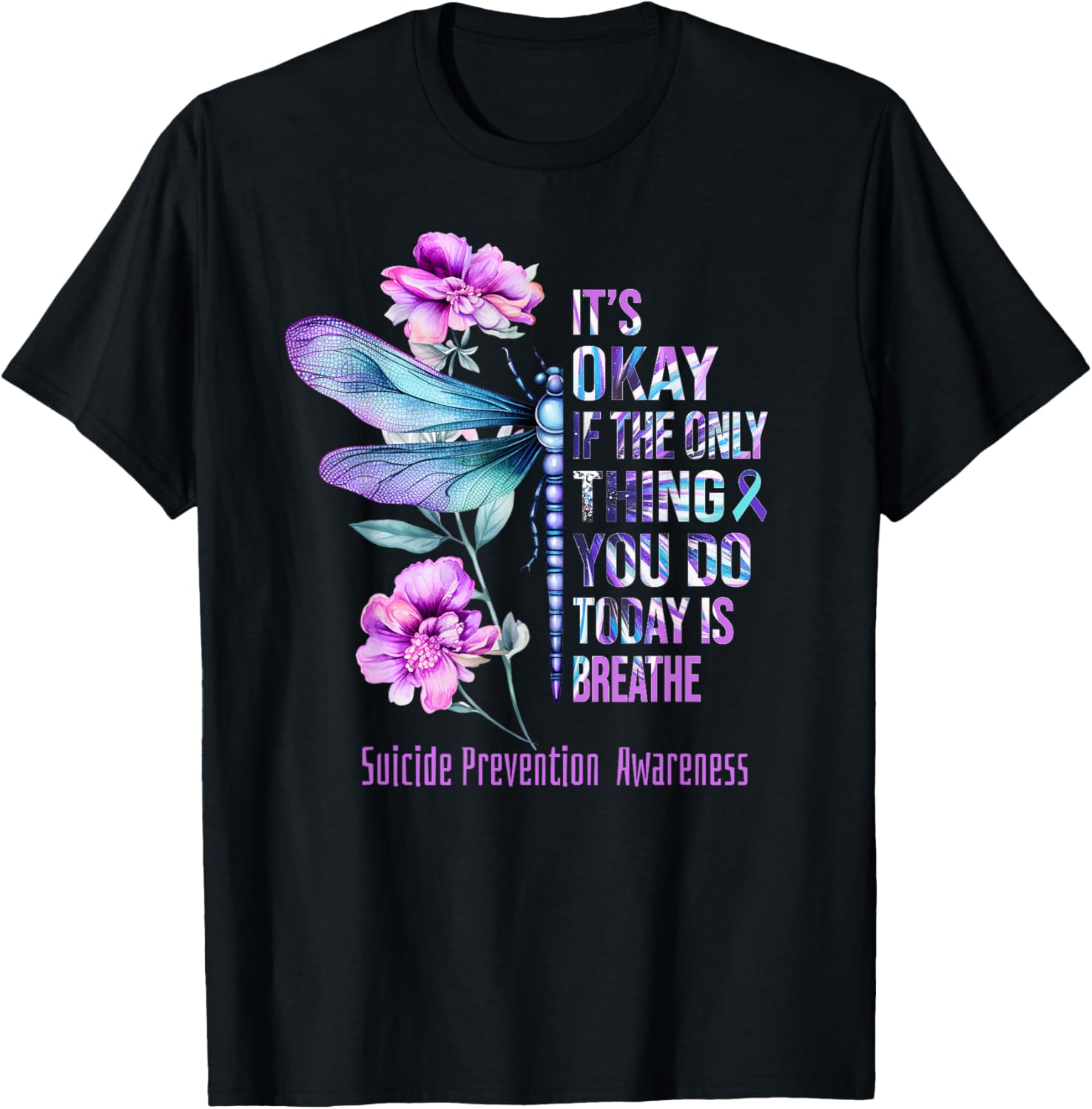 It's Okay If Only Thing You Can Today Is Breathe Butterfly T-Shirt - T-Shirt | Black