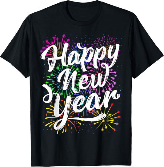 Happy New Year Party Supplies 2026 Family Matching Fireworks T-Shirt - T-Shirt | Black