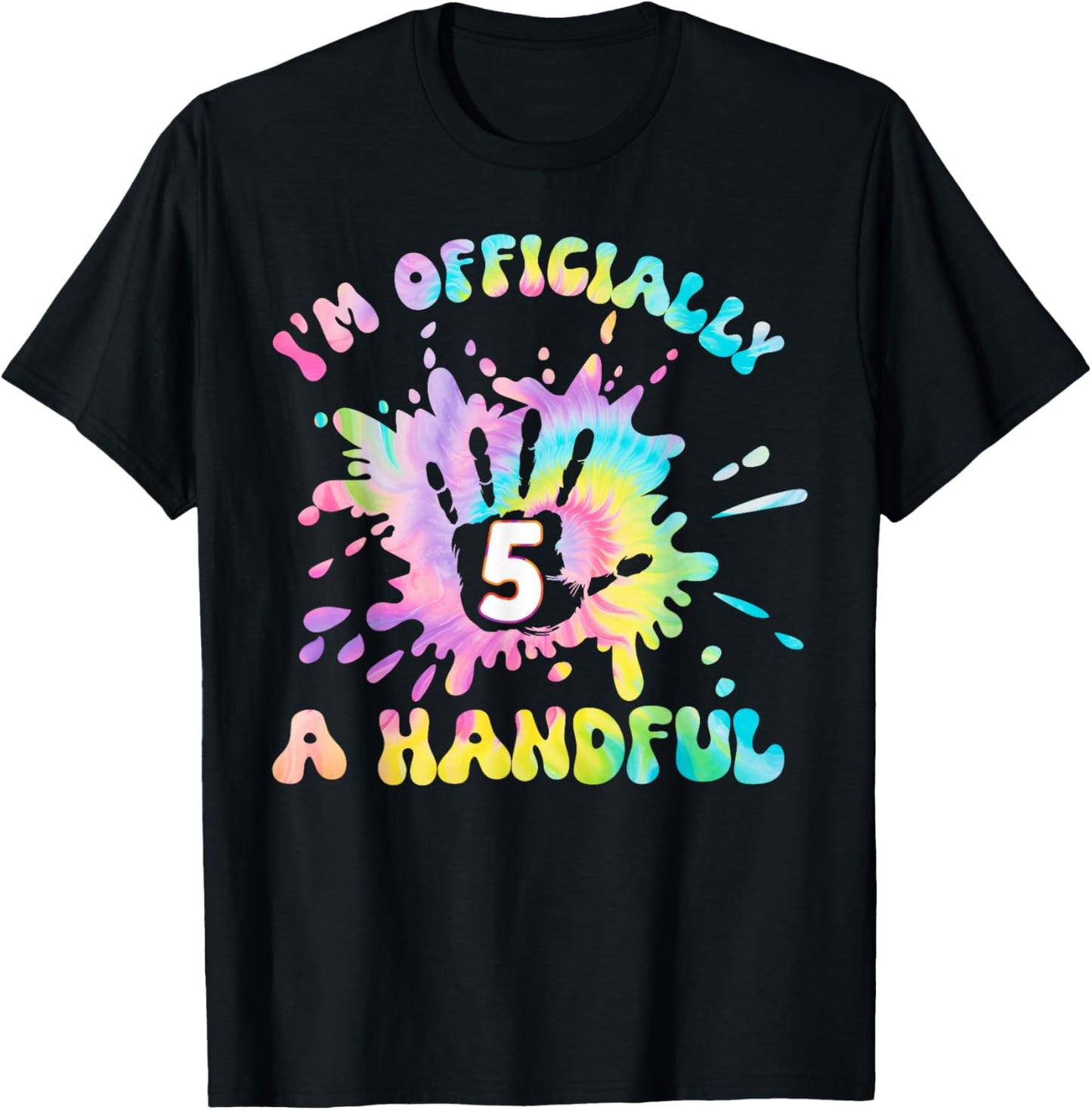 Kids I'm Officially a Handful 5th Birthday Party Funny Five T-Shirt - T-Shirt | Black