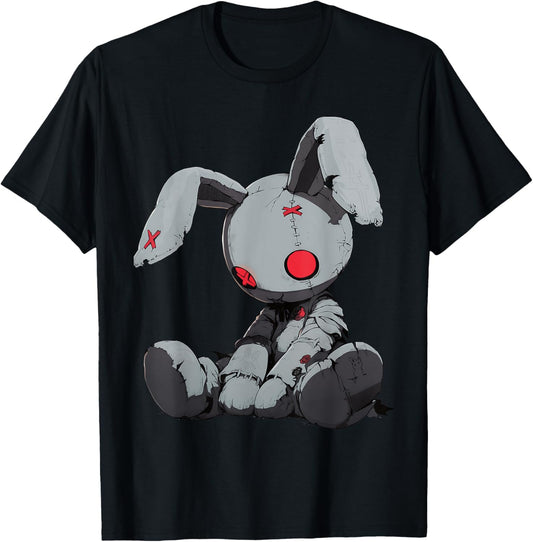 Dead Bunny Doll Goth Cute E-Girl Gothic Outfit Grunge T-Shirt - T-Shirt | Black