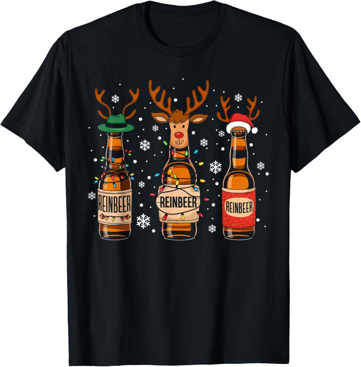 Reinbeers Funny Reindeer Beer Christmas Drinking Xmas T-Shirt - T-Shirt | Black
