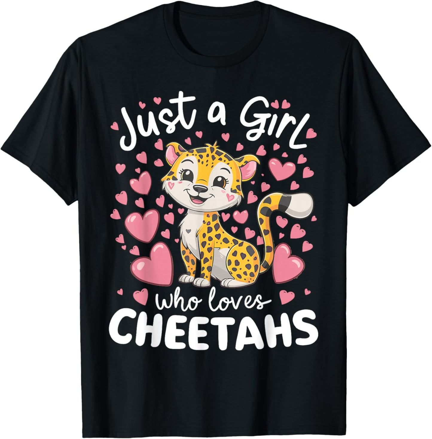 Just a Girl Who Loves Cheetahs African Savanna T-Shirt - T-Shirt | Black