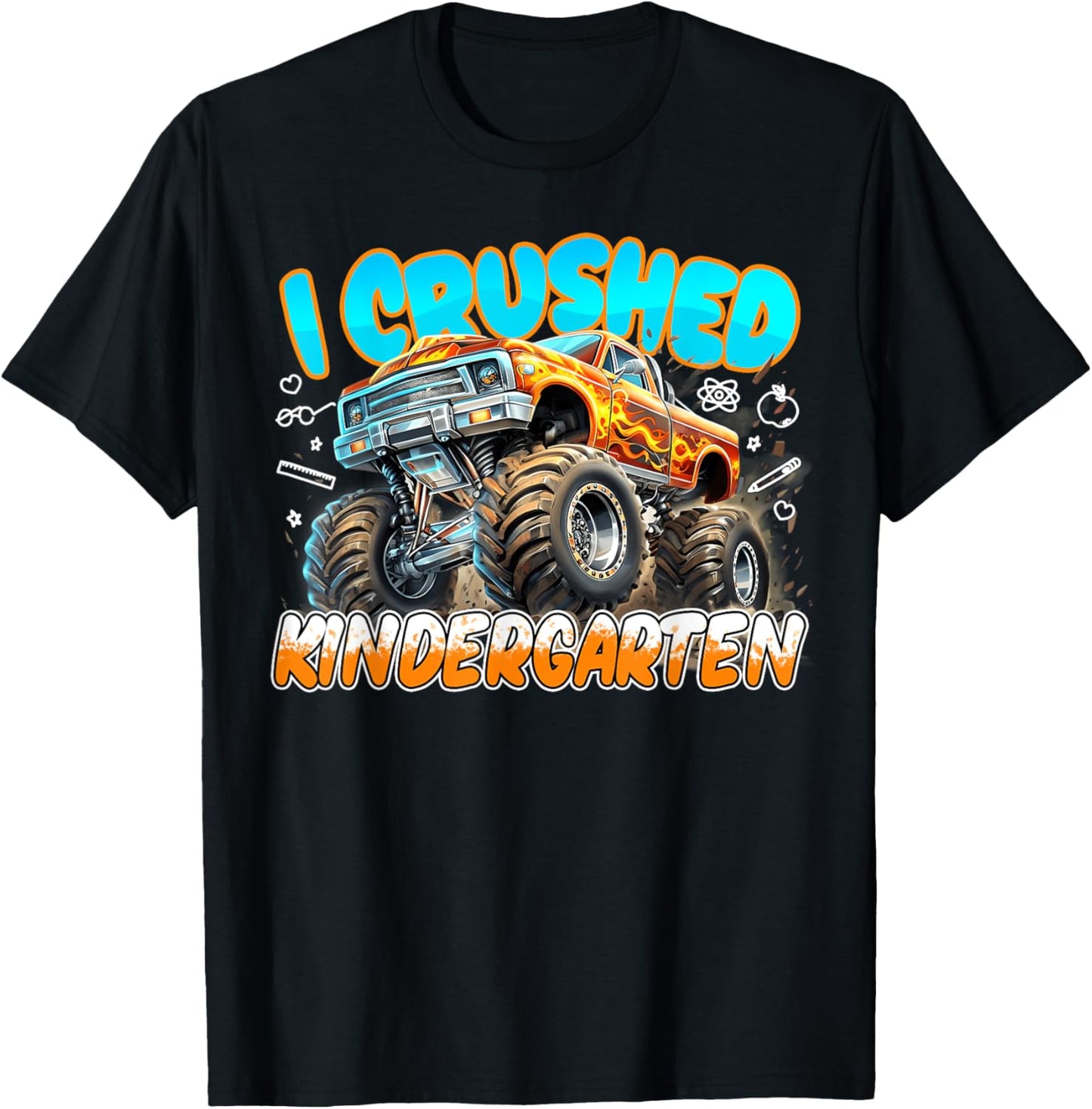 I Crushed Kindergarten Monster Truck Last Day School T-Shirt - T-Shirt | Black