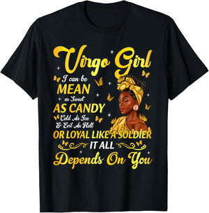 African American Birthday Black Women Virgo Girl T-Shirt - T-Shirt | Black