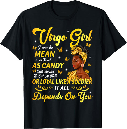 African American Birthday Black Women Virgo Girl T-Shirt - T-Shirt | Black