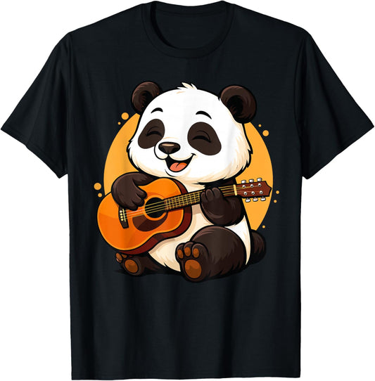 Panda Playing Guitar Graphic Panda Boys Girls Guitar Lover T-Shirt - T-Shirt | Black