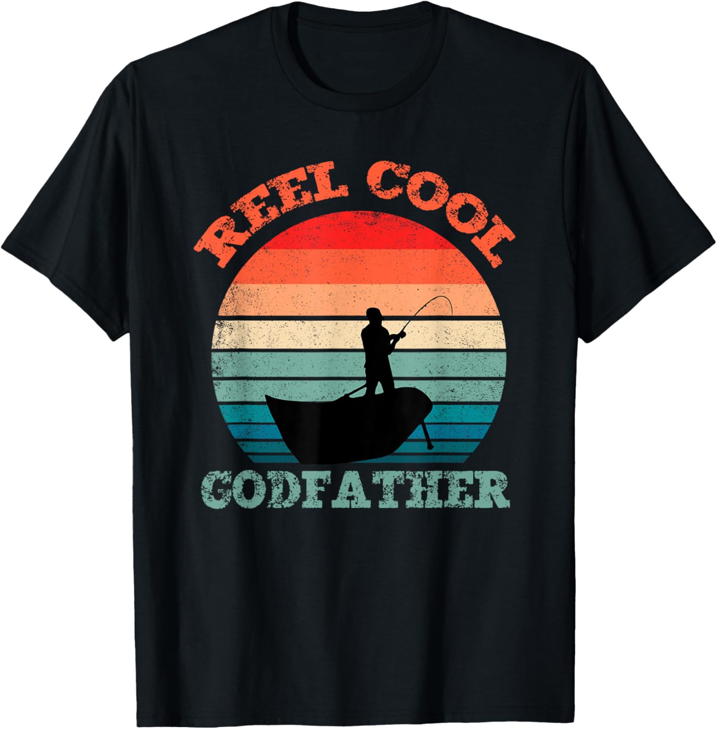 Reel Cool Godfather Fishing Funny Vintage Retro T-Shirt - T-Shirt | Black