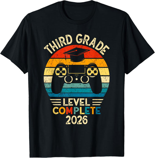 3rd Grade Graduation 2026 Level Complete Gamer T-Shirt - T-Shirt | Black