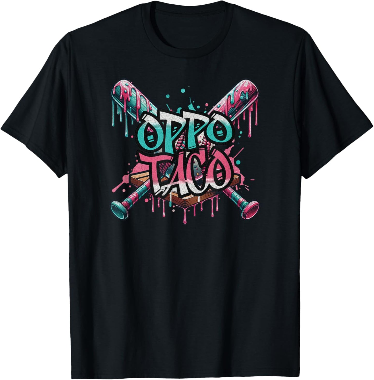 Oppo Taco Funny Baseball Ice Cream Dripping T-Shirt - T-Shirt | Black