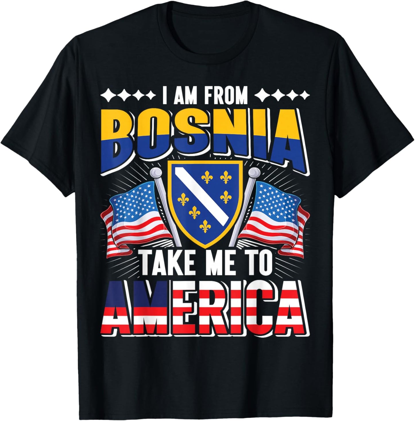 I am from Bosnia take me to America - Bosnien Herzegowina T-Shirt - T-Shirt | Black