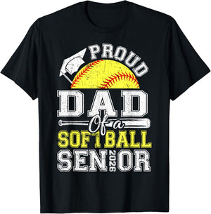 Proud Dad of A 2026 Senior Softball Graduate T-Shirt - T-Shirt | Black