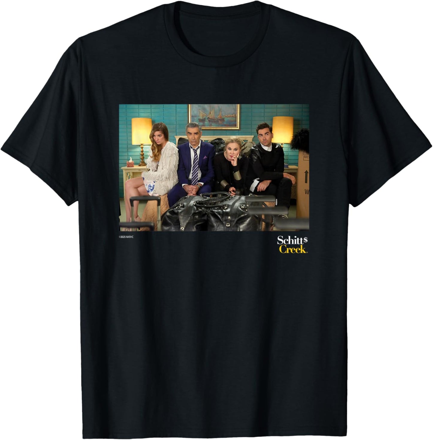 Schitt's Creek Cast Photo Johnny Moira David Alexis T-Shirt - T-Shirt | Black