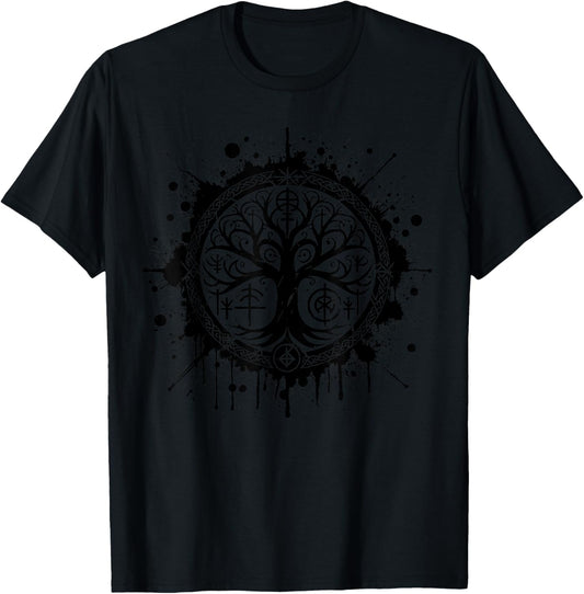 Cool Viking Yggdrasil Norse Tree of Life Graphic T-Shirt - T-Shirt | Black