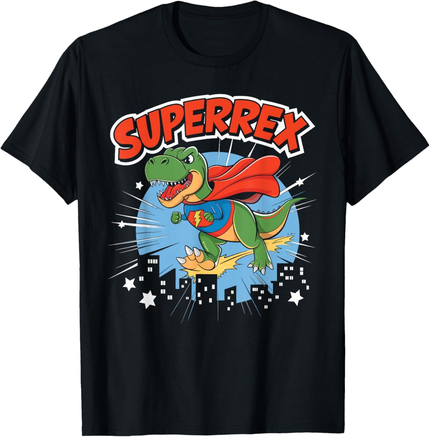 Dinosaur Superhero Superrex Funny T-Rex Birthday Kids Boys T-Shirt - T-Shirt | Black