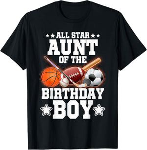 All Star Aunt Of The Birthday Boy Basketball Soccer Sport T-Shirt - T-Shirt | Black