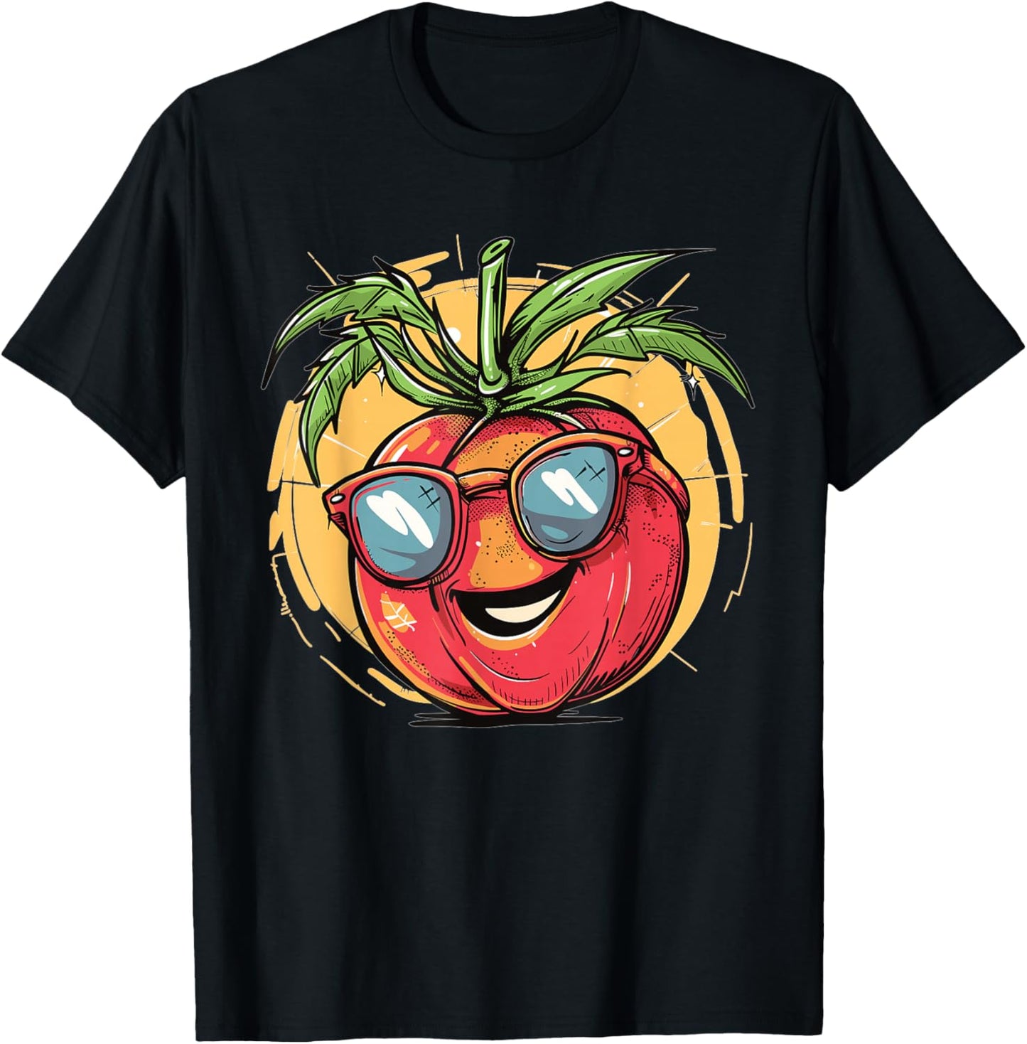 Cute Tomato With Sunglasses I Tomato T-Shirt - T-Shirt | Black