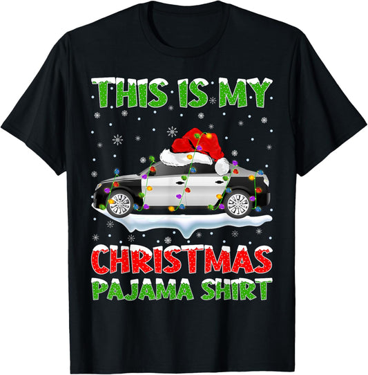 Police Car Xmas Tree Lights This Is My Christmas Pajama T-Shirt - T-Shirt | Black