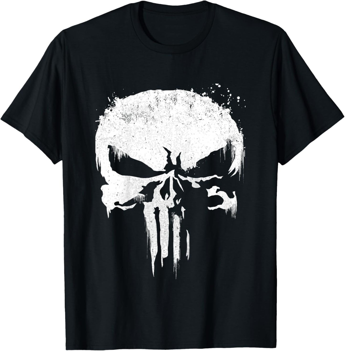 Marvel Punisher White Paint Splatter Skull Graphic T-Shirt - T-Shirt | Black