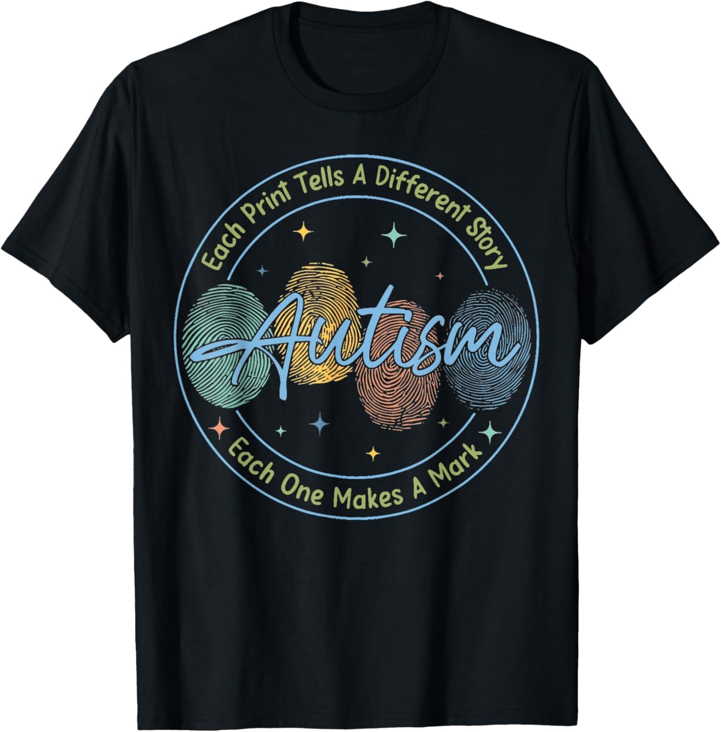 Fingerprint Autism Shirt Each Print Tells A Different Story T-Shirt - T-Shirt | Black