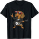 Dachshund Dog Playing Bass Guitar Guitarist Rocker Pose Cool T-Shirt - T-Shirt | Black