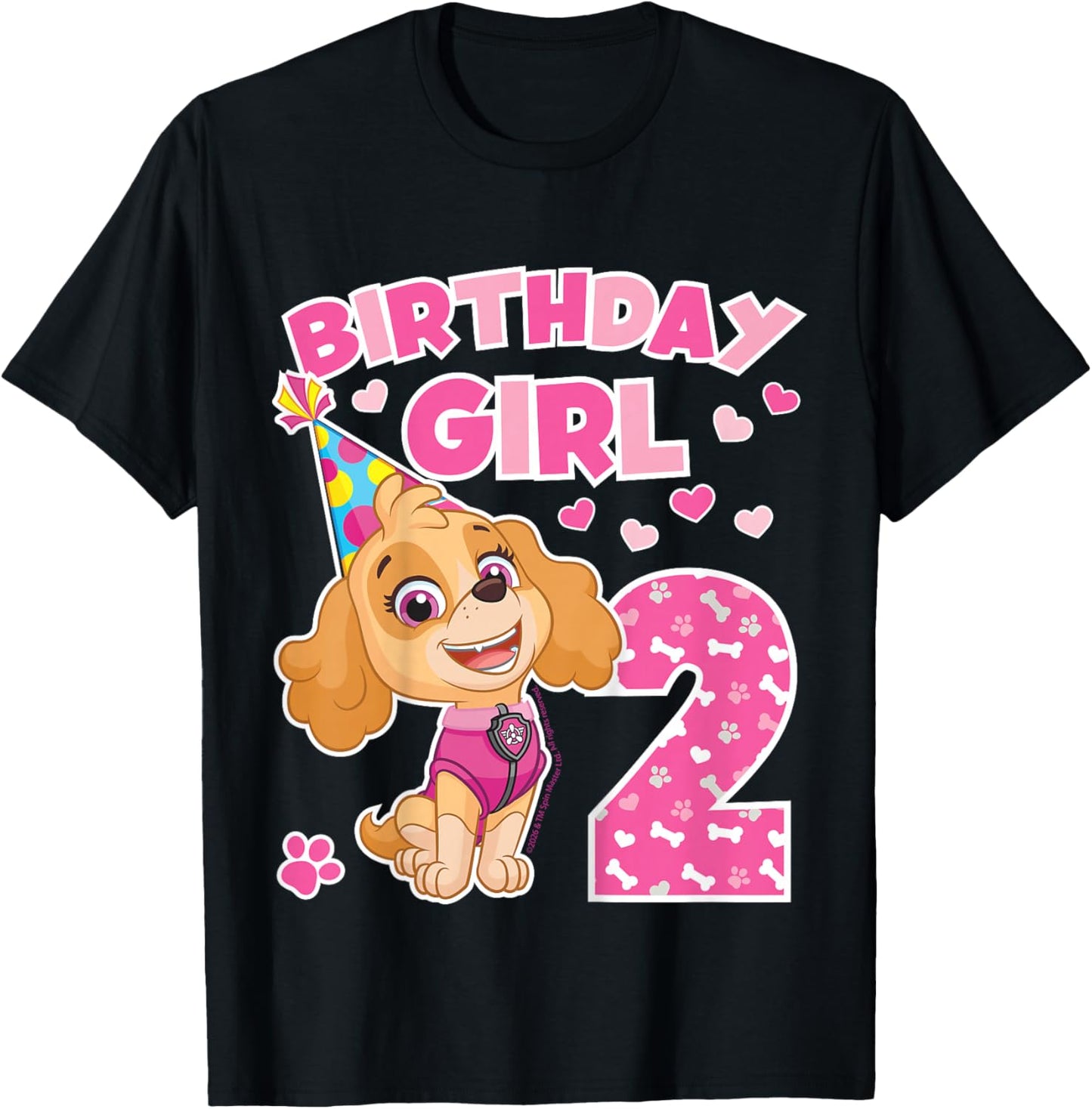 Official Paw Patrol Merchandise Skye Birthday Girl Age 2 T-Shirt - T-Shirt | Black
