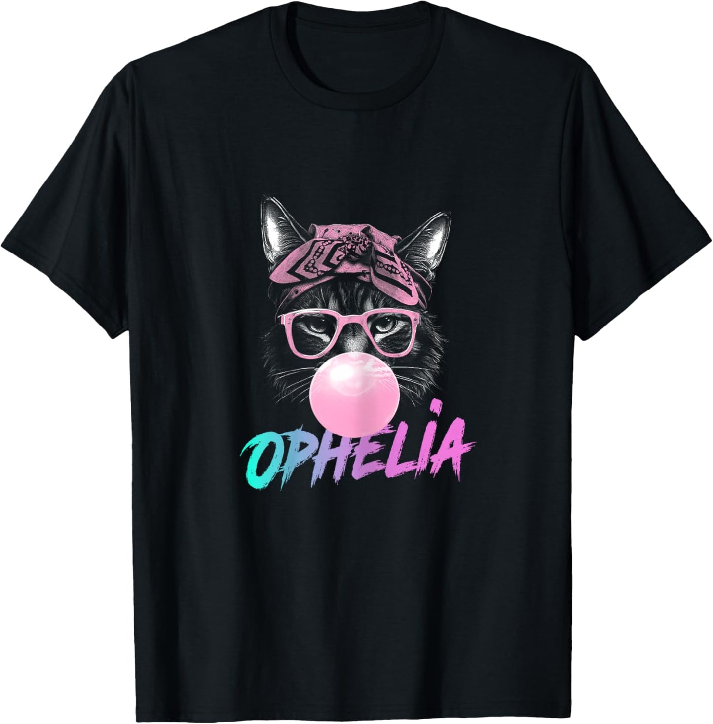 OPHELIA - Adorable girl name with cute Cat T-Shirt - T-Shirt | Black