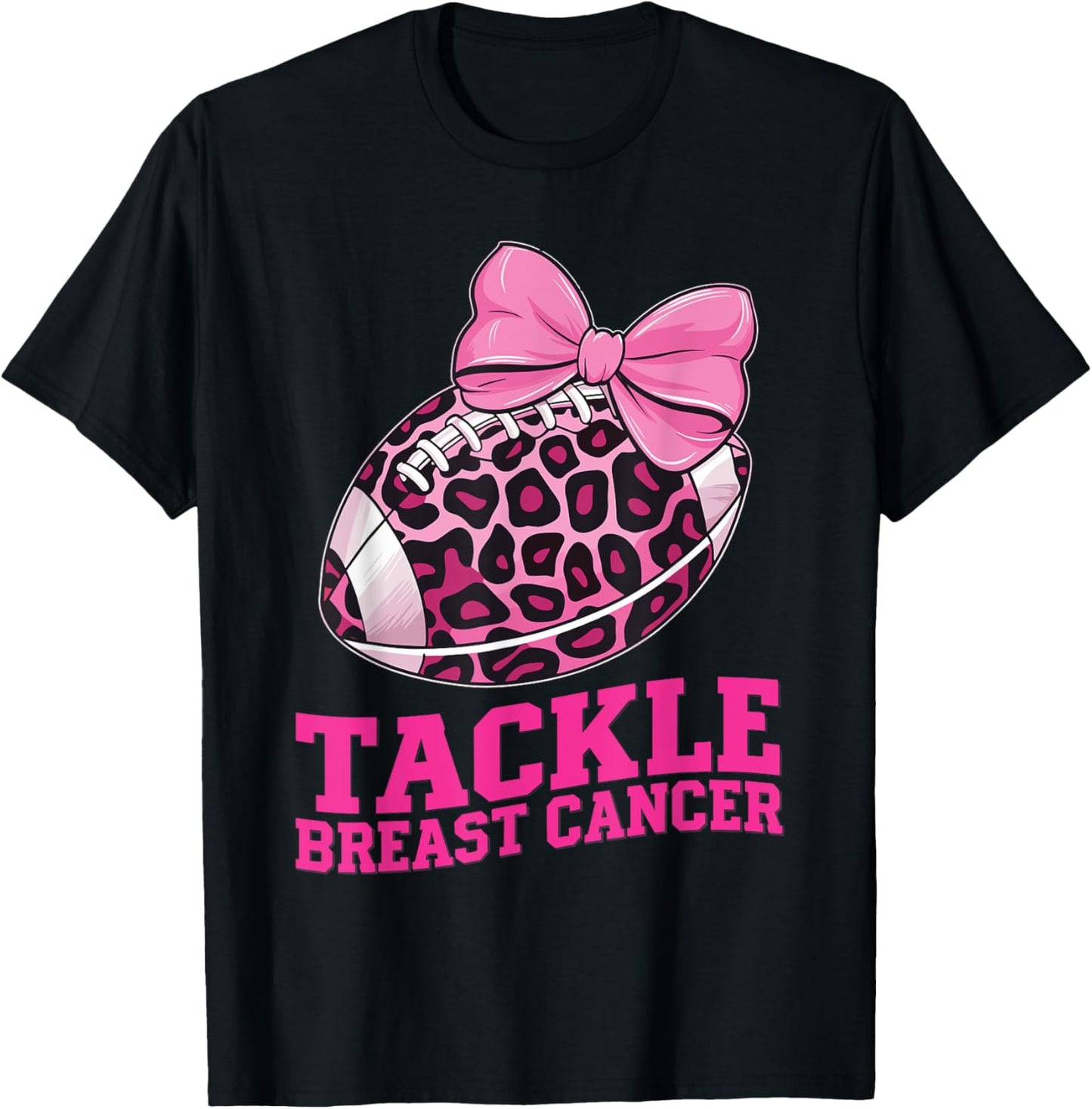 Tackle Breast Cancer Awareness American Football Women Kids T-Shirt - T-Shirt | Black