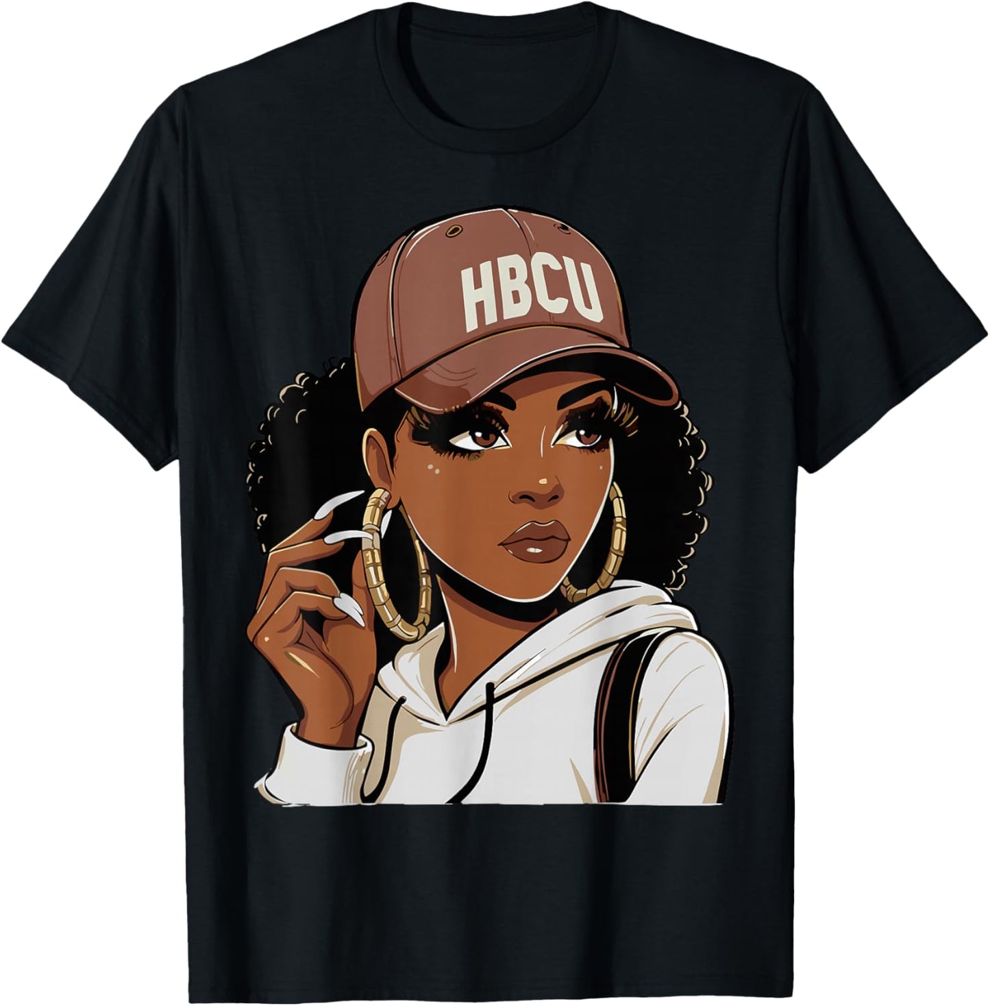 HBCU Girl Black College Afro T-Shirt - T-Shirt | Black