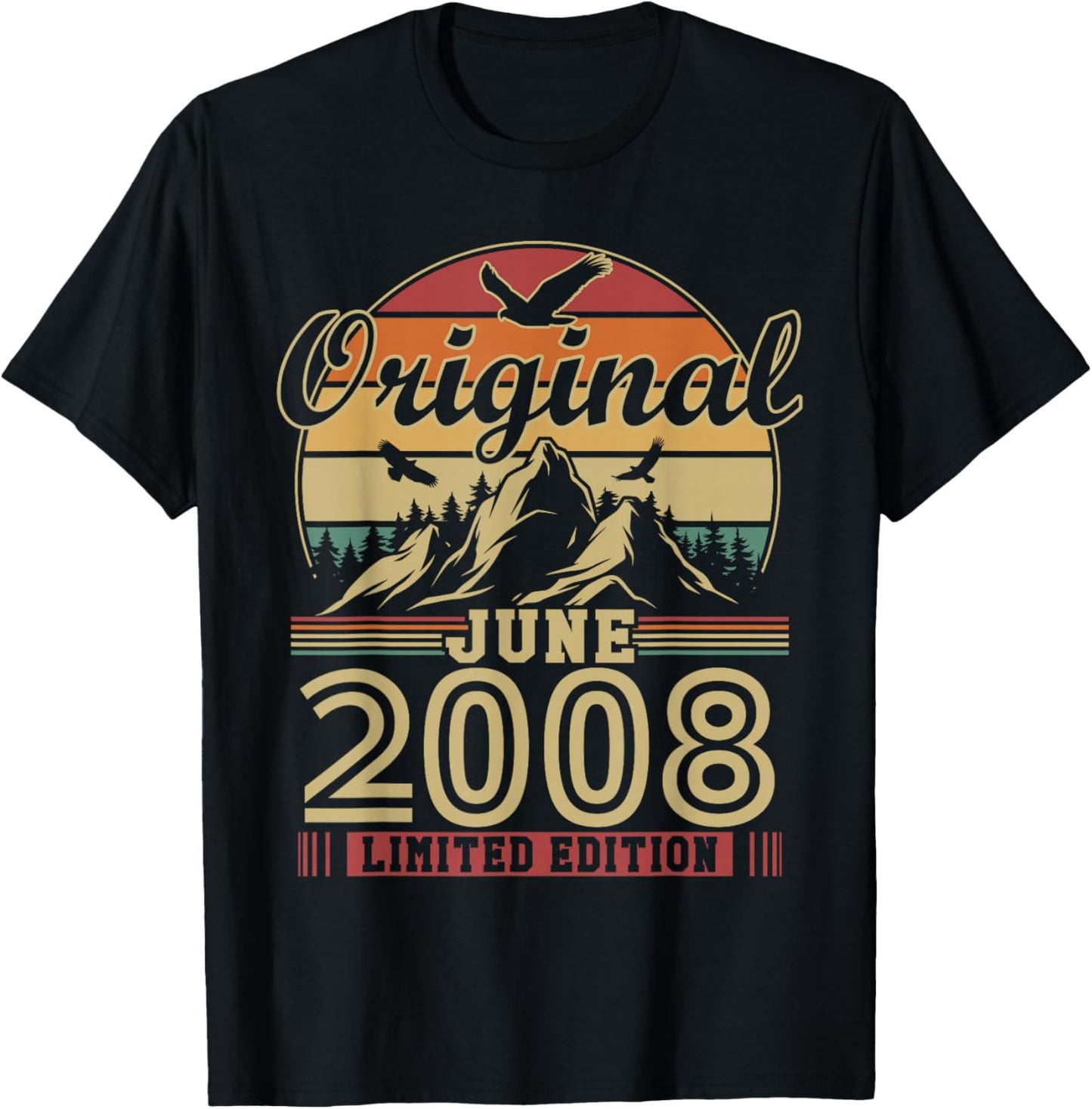 Vintage Cadeau Anniversaire 18 Ans pour Né en Juin 2008 T-Shirt - T-Shirt | Black