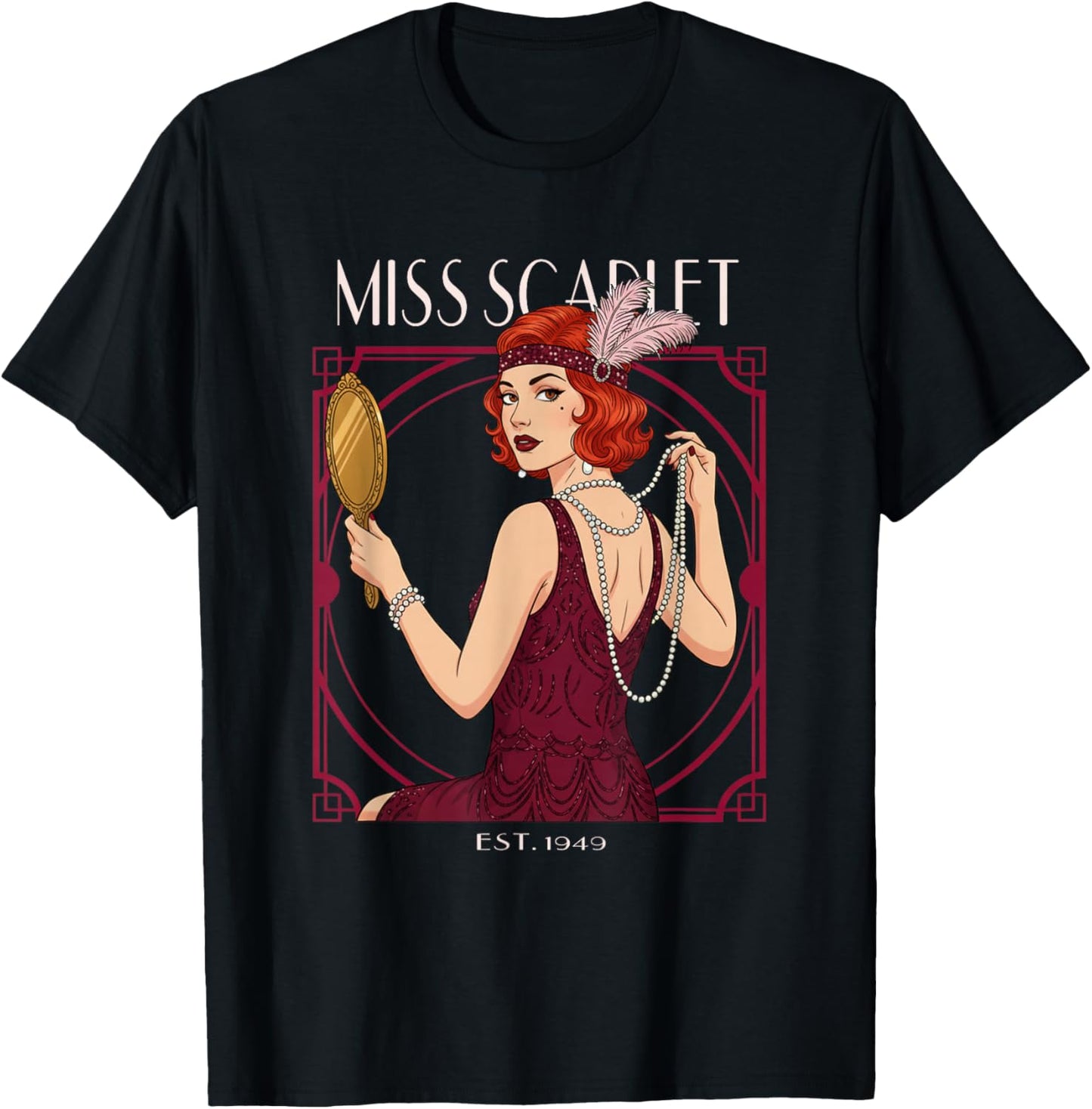 Miss Scarlet Suspect - Clue Game T-Shirt - T-Shirt | Black