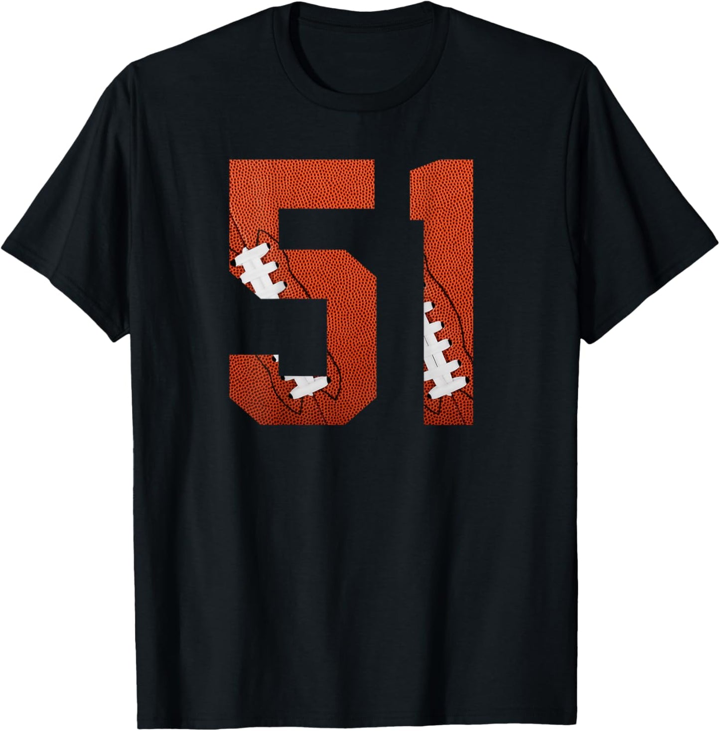 Number 51 BACKSIDE - American Football Jersey Numbered T-Shirt - T-Shirt | Black