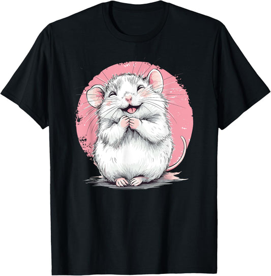 Adorable Mouse With Happy Face T-Shirt - T-Shirt | Black