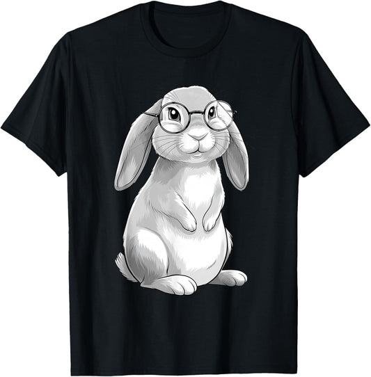 Cute Bunny Geek Nerd Rabbit Hipster Girls Teens Kids T-Shirt - T-Shirt | Black