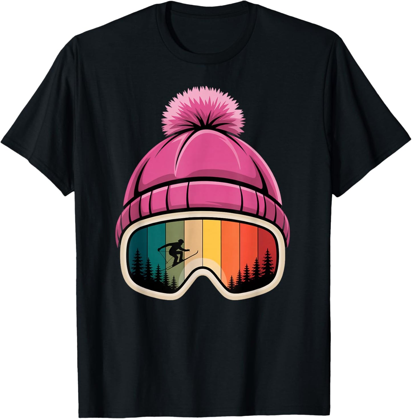 Skier Apres Ski Hat Ski Goggles Winter Sports T-Shirt - T-Shirt | Black