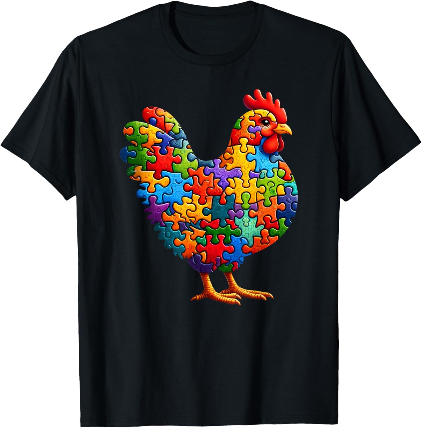 Chicken Puzzle Autism Awareness Kindness T-Shirt - T-Shirt | Black