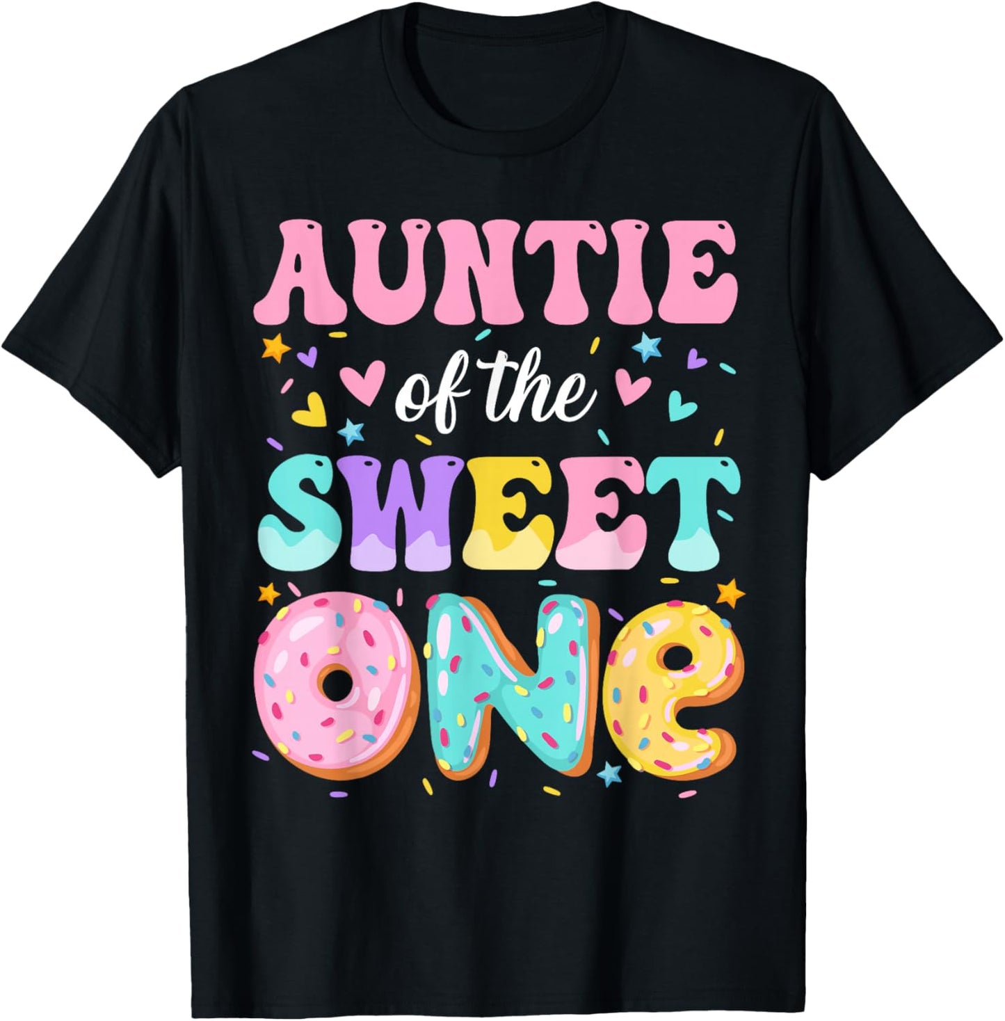 Auntie of The Sweet One 1st Birthday Donut Bday Party T-Shirt - T-Shirt | Black