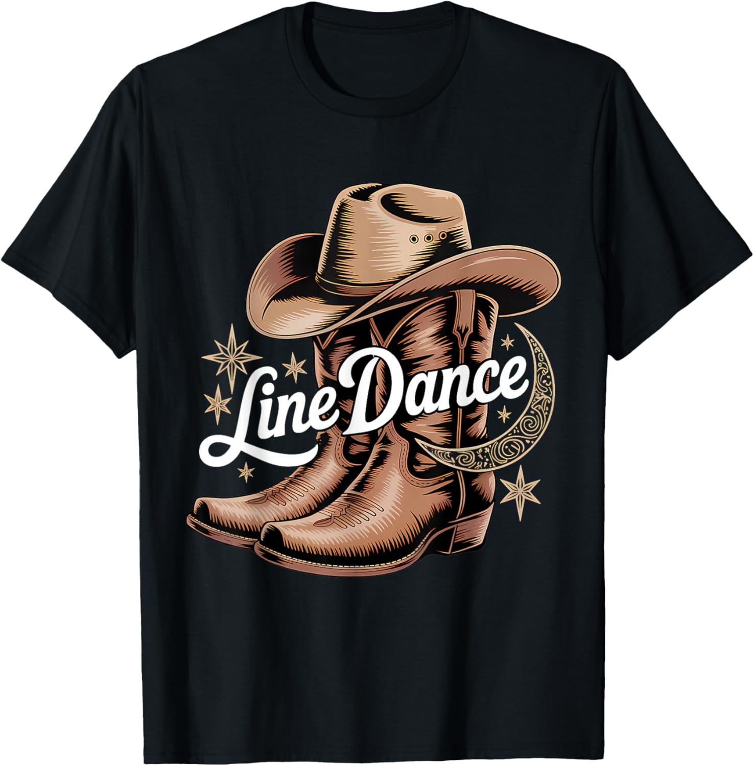Line Dance Cowboystiefel T-Shirt - T-Shirt | Black