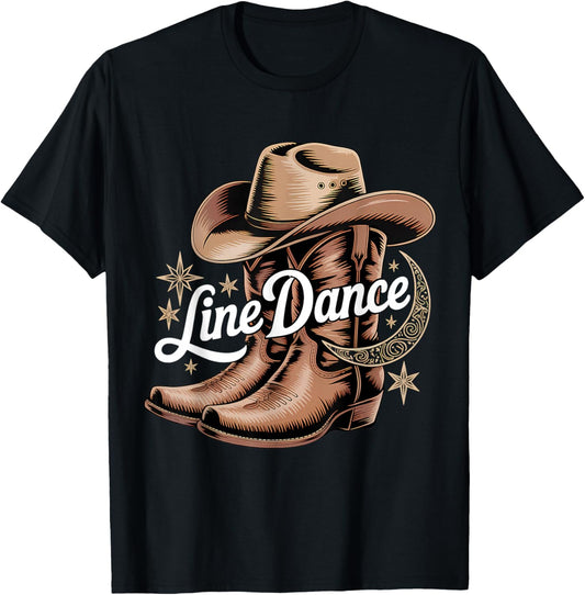 Line Dance Cowboystiefel T-Shirt - T-Shirt | Black