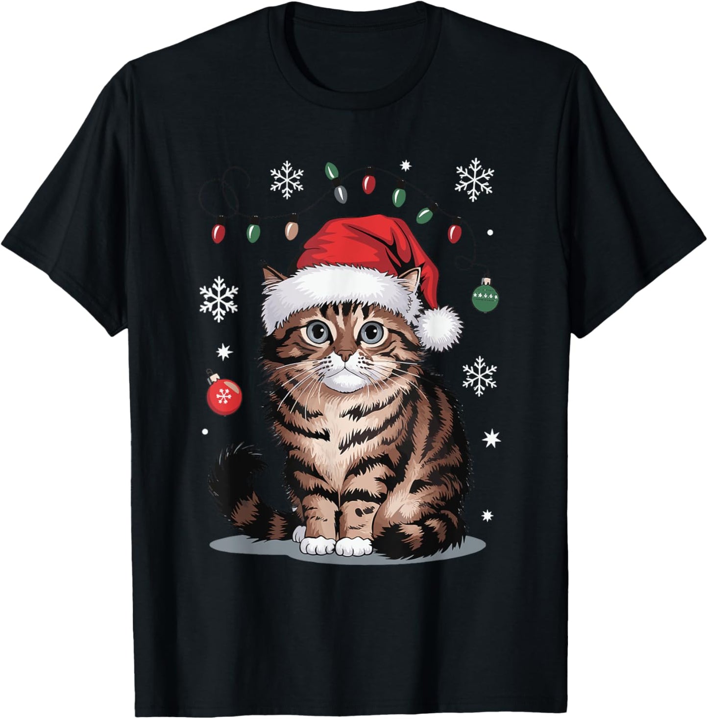 Cat Christmas T-Shirt - T-Shirt | Black