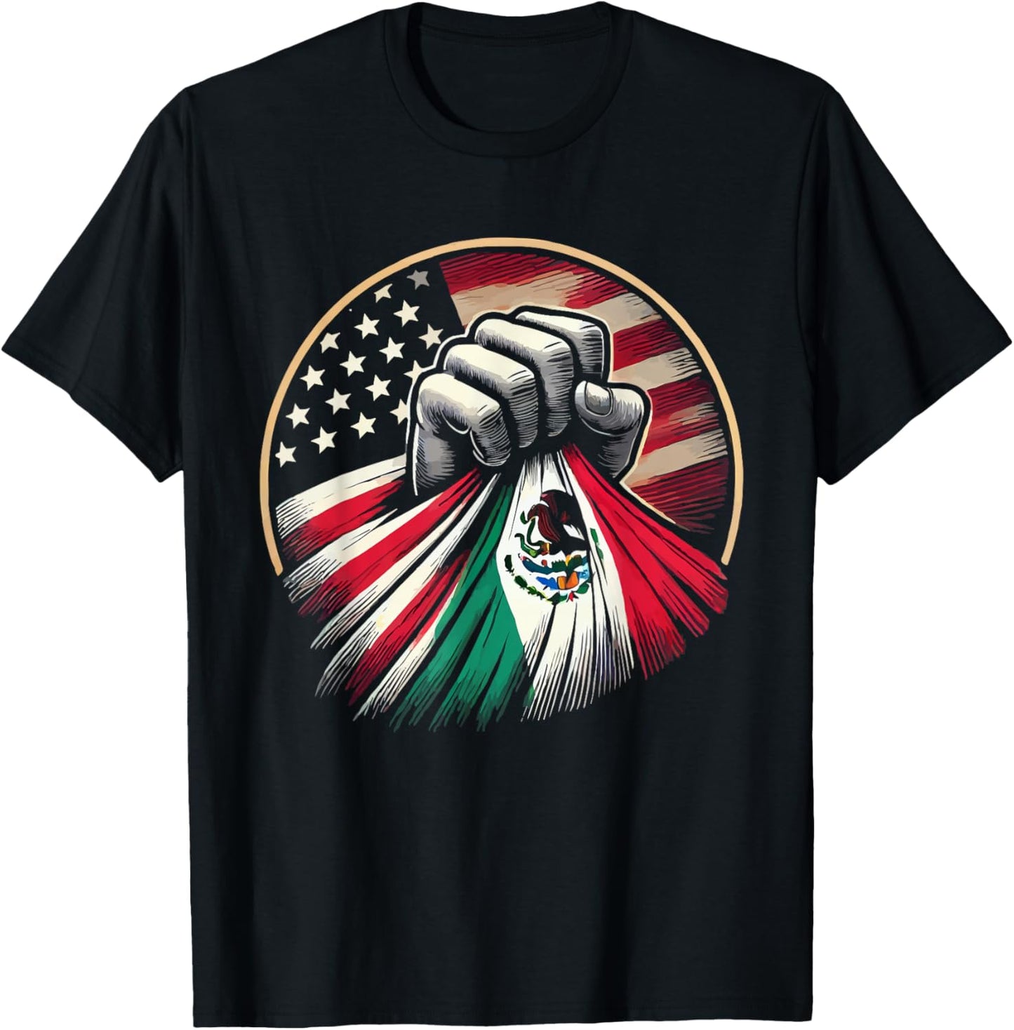 Half Mexican Half American USA Flag Mexico America T-Shirt - T-Shirt | Black