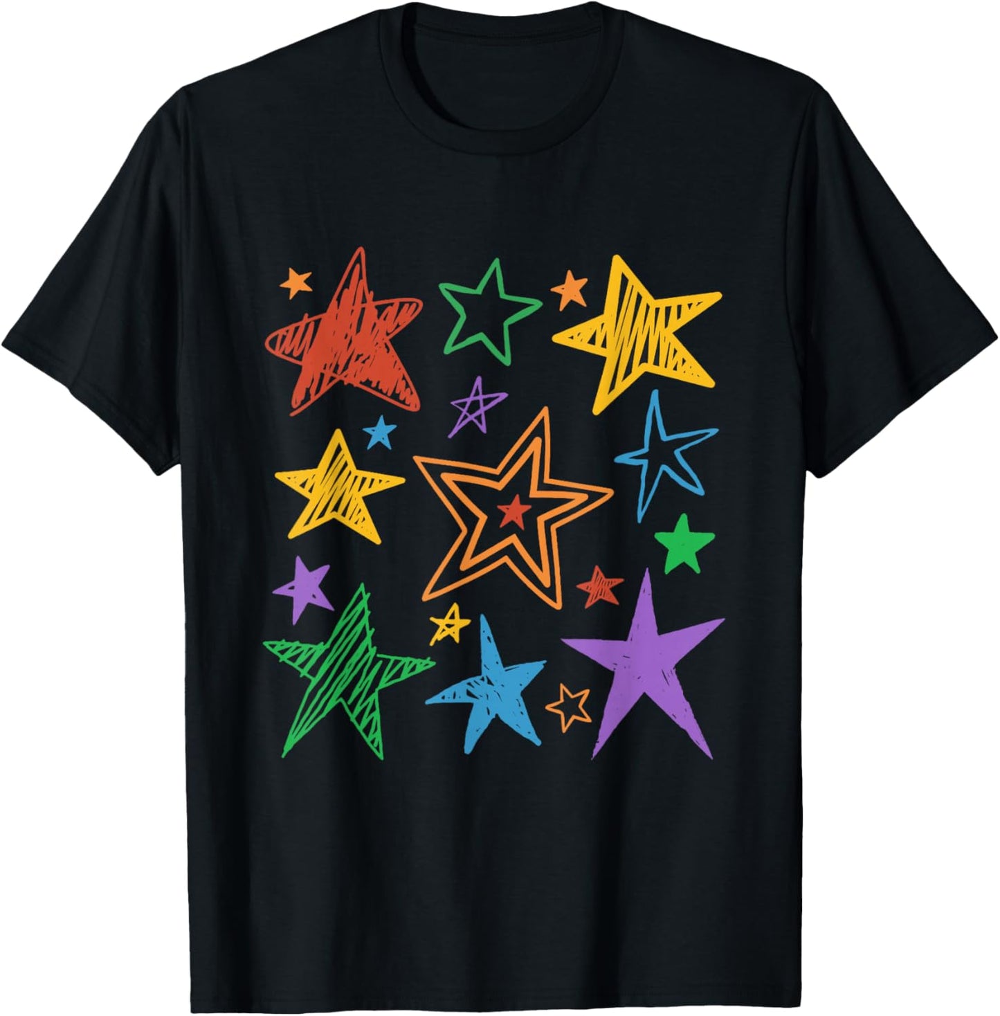 Subtle Pride Month Rainbow Stars LGBTQ LGBT Ally T-Shirt - T-Shirt | Black