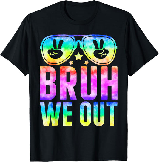 Bruh We Out Cute Sunglass End Of School Year Teacher Summer T-Shirt - T-Shirt | Black