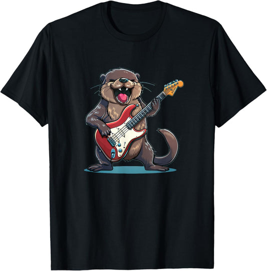Cute rocking Otter Costume for Adults and Kids T-Shirt - T-Shirt | Black